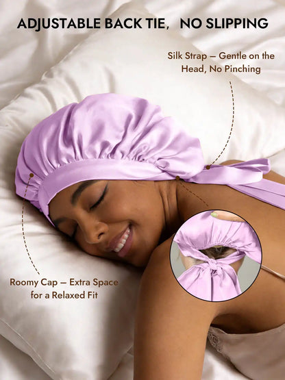 100% Mulberry Silk Elegant Bonnet with Long Ribbons