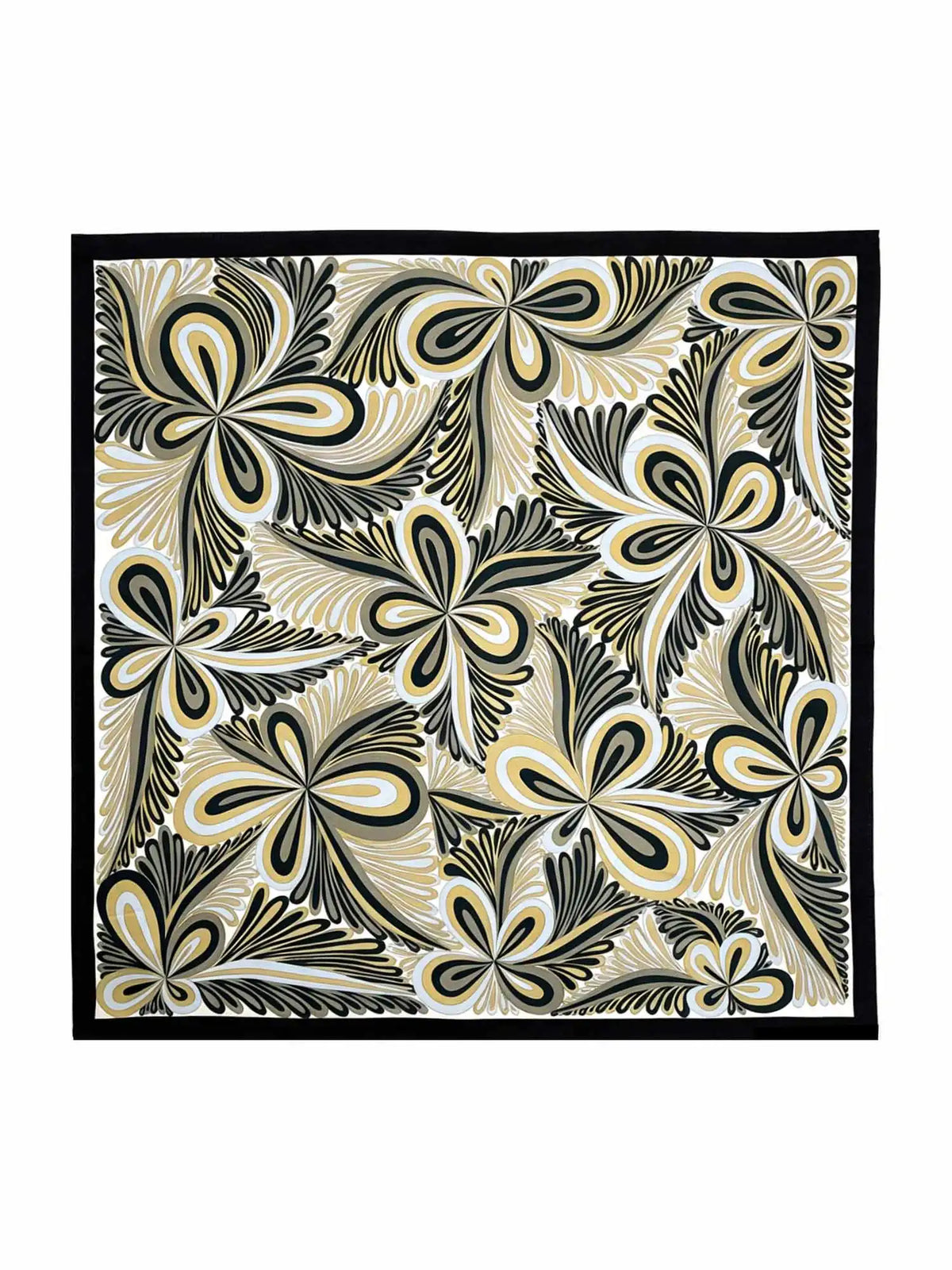 100% Mulberry Silk Abstract Floral Pattern  Square Scarf - Size 90x90cm