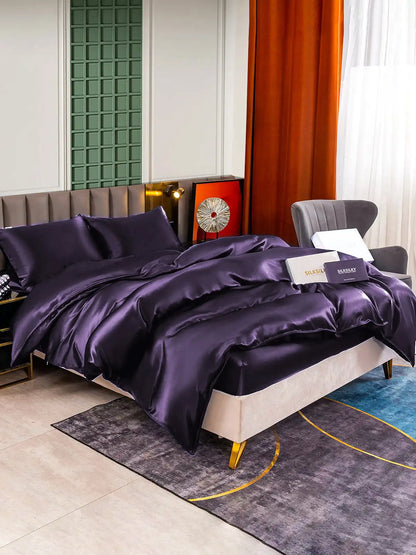 22Momme 4Pcs Silk Set Duvet Cover+Fitted Sheet+2x Pillowcases