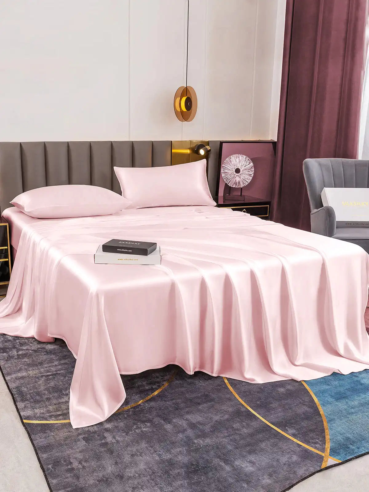 19Momme 4Pcs 100% Mulberry Silk Bedding Set Fitted&Flat Sheets+2x Pillowcases