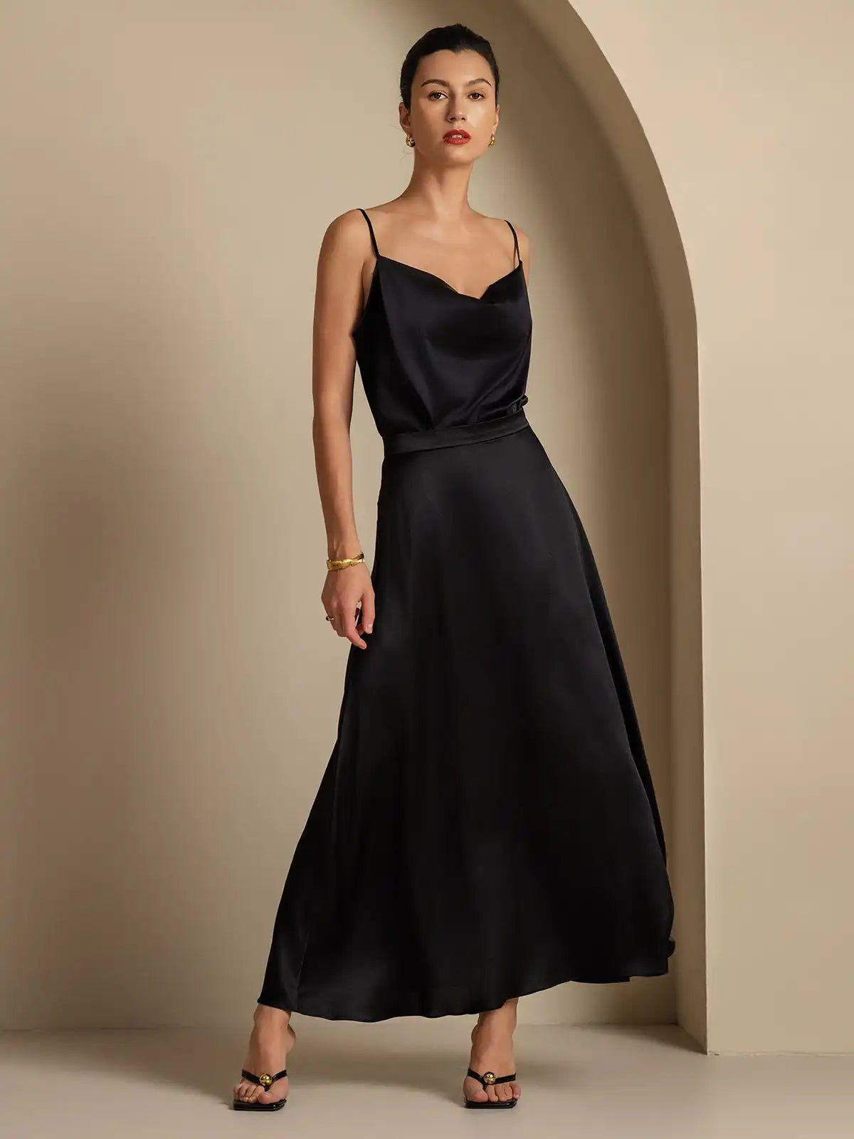 19Momme Silk A Line Maxi Skirt with Lining