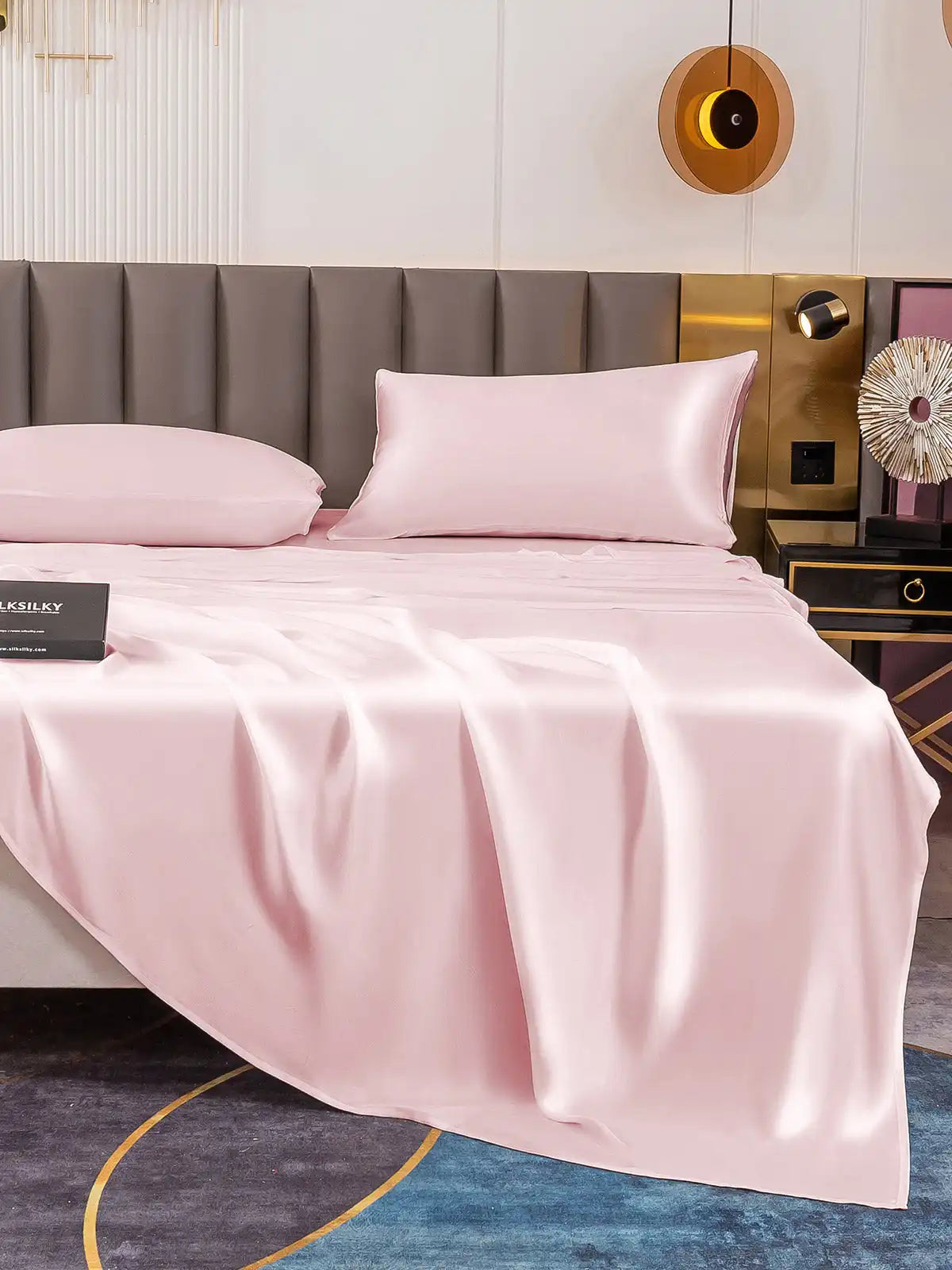 19Momme 4Pcs 100% Mulberry Silk Bedding Set Fitted&Flat Sheets+2x Pillowcases