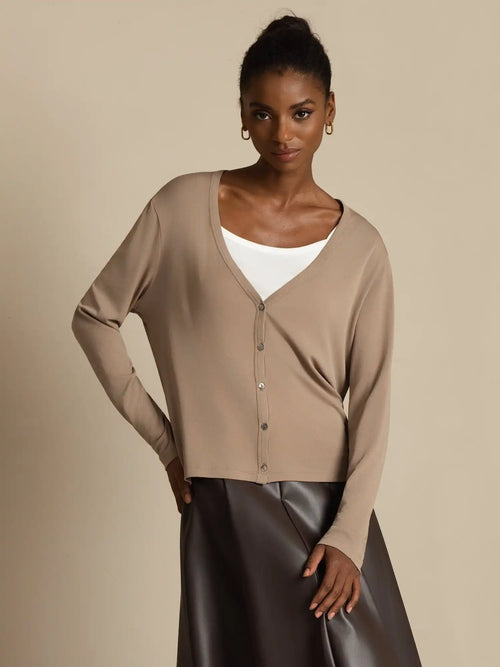 Clearance - 100% Mulberry Silk Women's V-Neck Long Sleeve Basic Cardigan