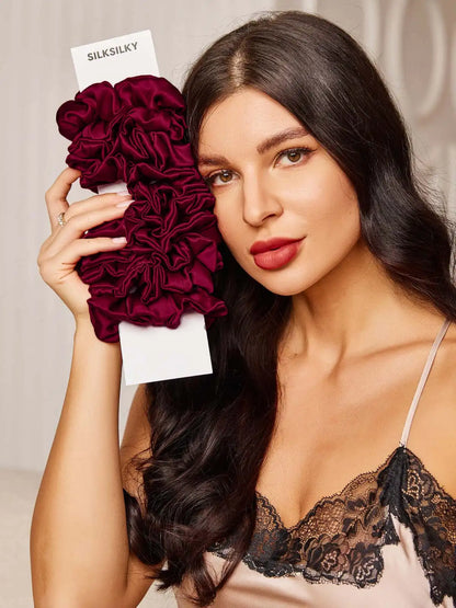 10Pcs Bundle 100% Mulberry Silk Classic Hair Scrunchies - 2cm