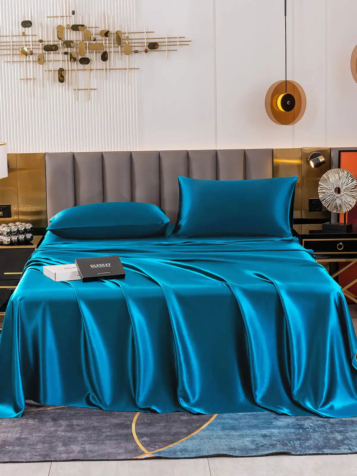 19Momme 4Pcs 100% Mulberry Silk Bedding Set Fitted&Flat Sheets+2x Pillowcases