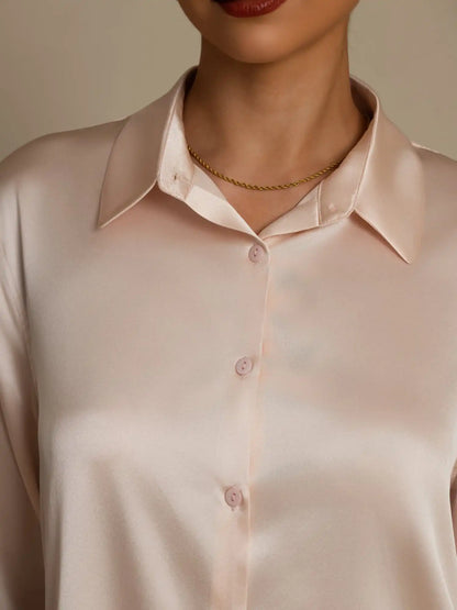 Women’s 19 Momme Silk Long Sleeves Button-Up Shirt