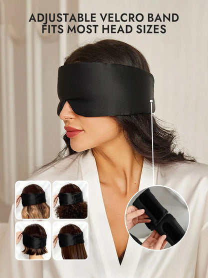 100% Mulberry Silk Adjustable Velcro Wrap-Around Silk Sleep Eye Mask