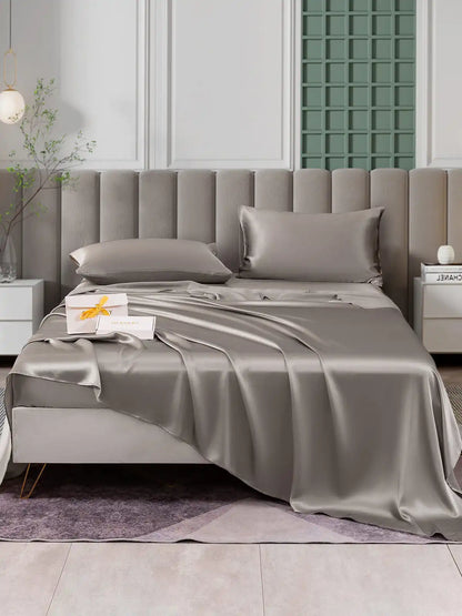 25Momme Silk 4Pcs Set Fitted&Flat Sheets+2x Pillowcases