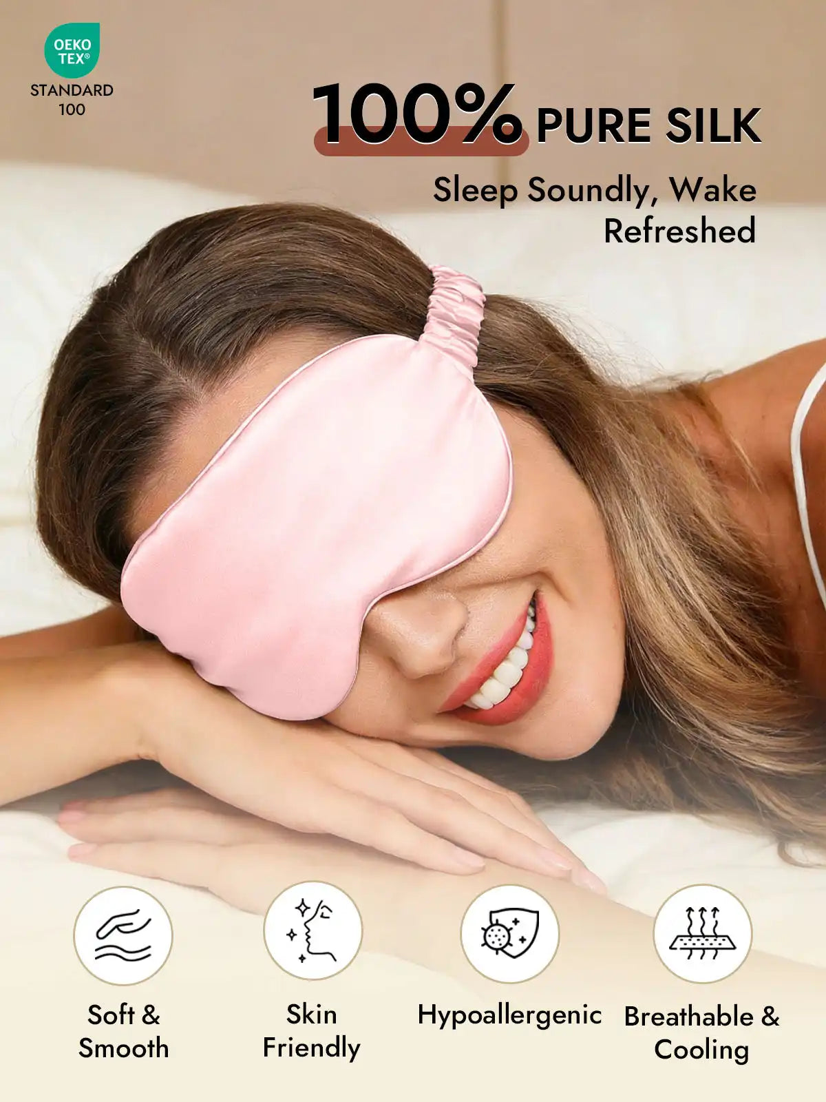 100% Mulberry Silk Sleep Eye Mask with Elastic Band