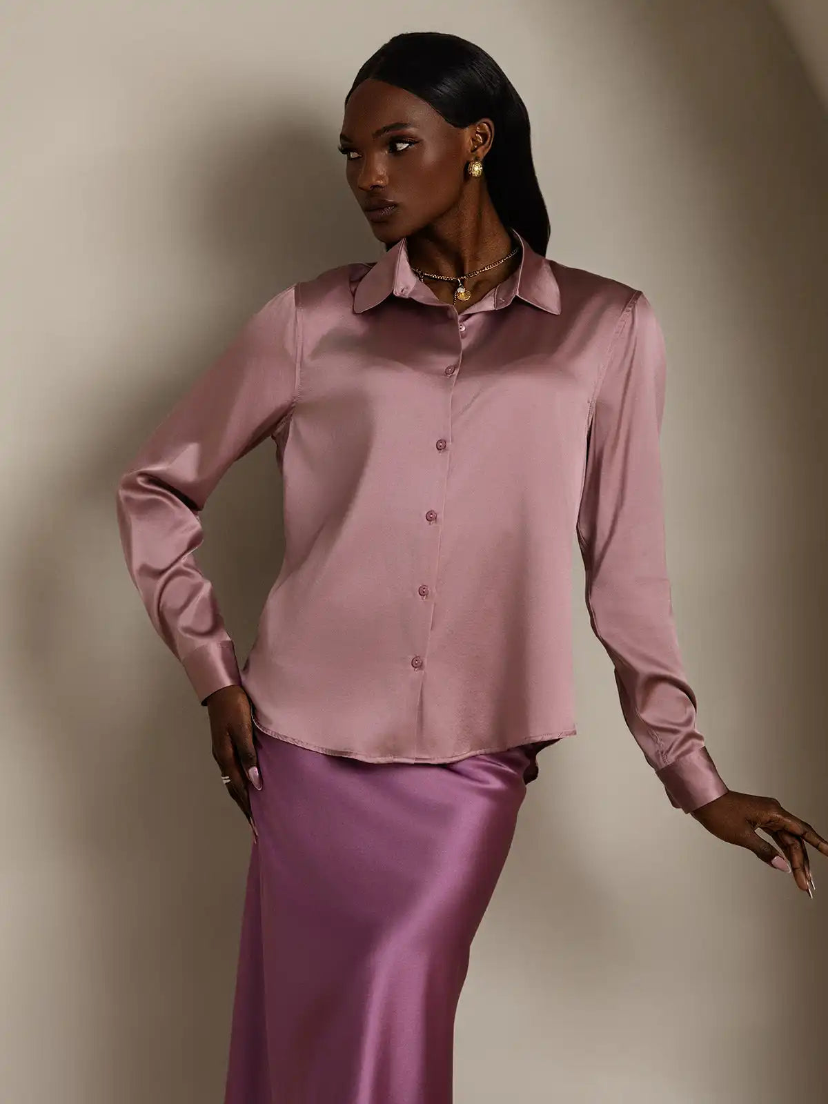 Women’s 19 Momme Silk Long Sleeves Button-Up Shirt