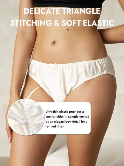 100% Mulberry Silk Classic Bikini Panty with Bow
