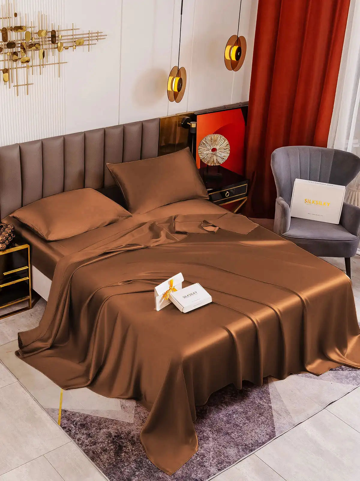 19Momme 4Pcs 100% Mulberry Silk Bedding Set Fitted&Flat Sheets+2x Pillowcases