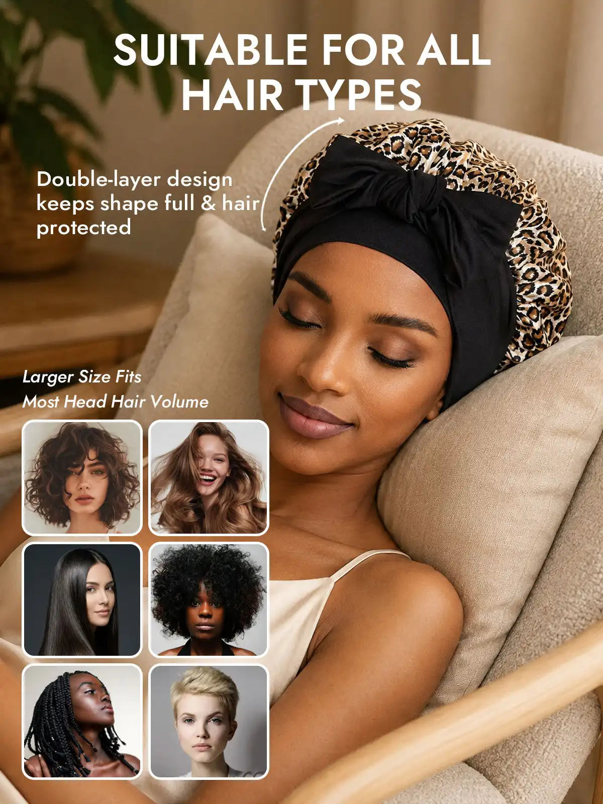 100% Mulberry Silk Double-Layer Bonnet with Adjustable Long Tie