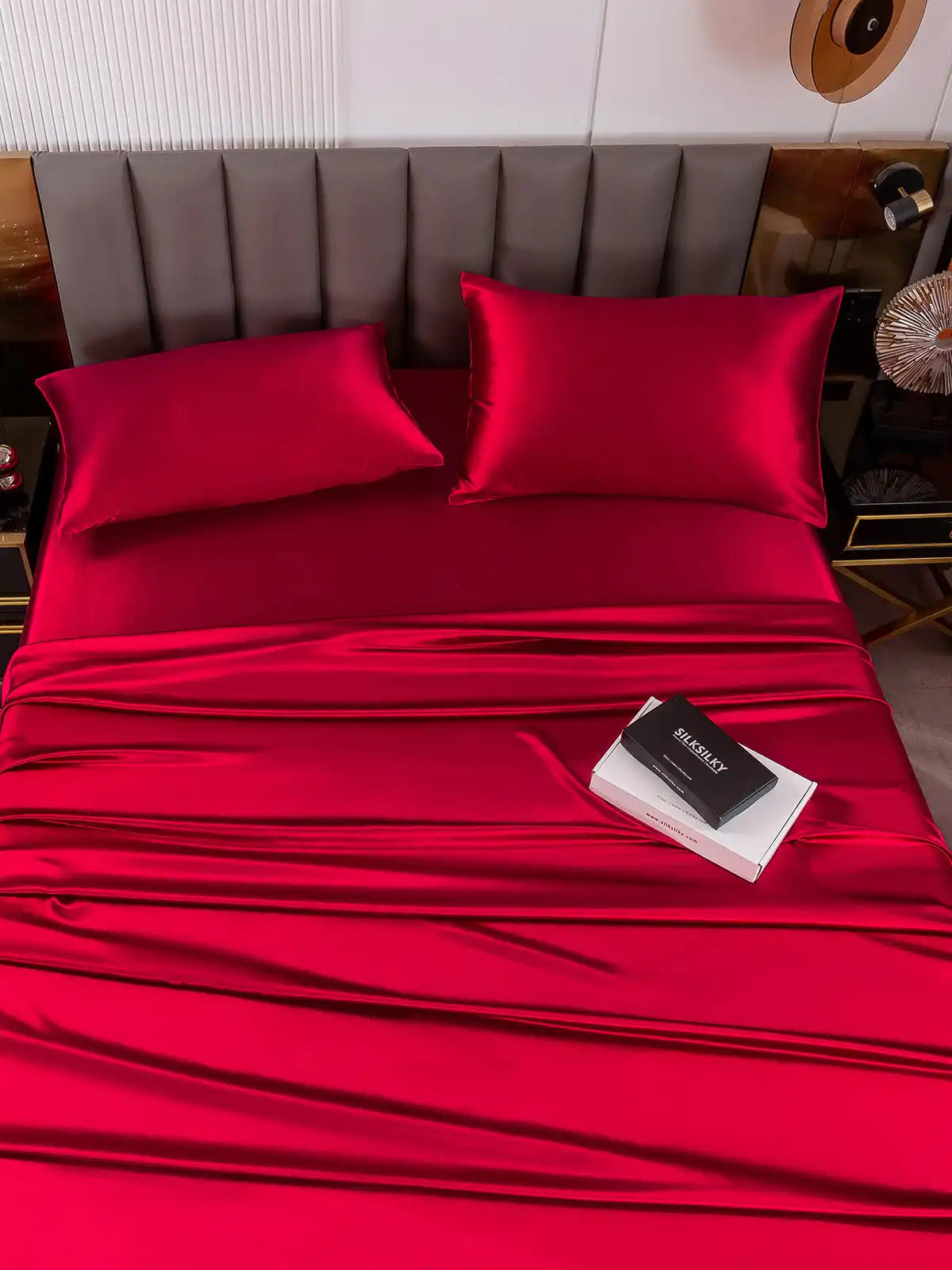 19Momme 4Pcs 100% Mulberry Silk Bedding Set Fitted&Flat Sheets+2x Pillowcases