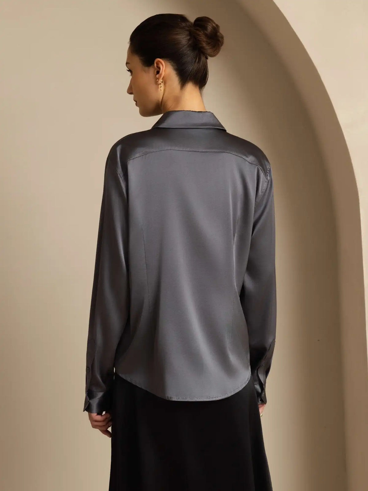 Women’s 19 Momme Silk Long Sleeves Button-Up Shirt