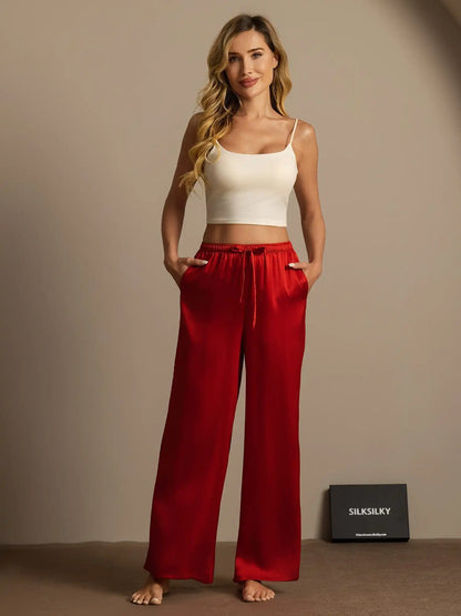 100% Mulberry Silk Wide Leg Women's Pants