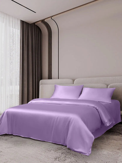 19Momme 4Pcs Silk Set Duvet Cover+Flat Sheet+2x Pillowcases