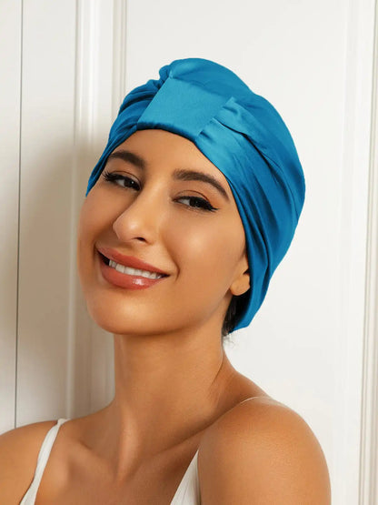 100% Mulberry Silk Sleep Cap Double Layer Night Turban Bonnet