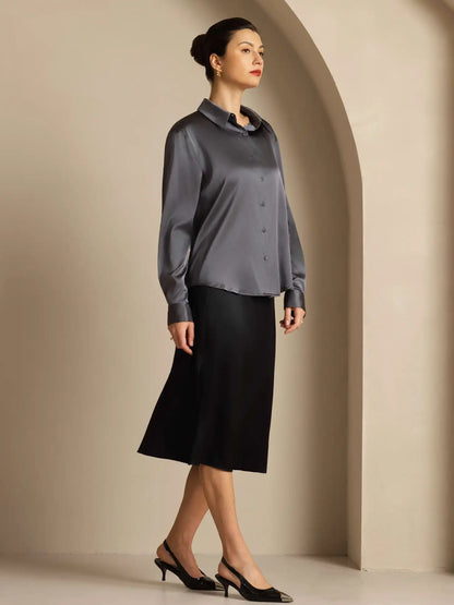 Women’s 19 Momme Silk Long Sleeves Button-Up Shirt