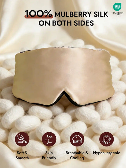 100% Mulberry Silk 3D Contoured Eye Mask With Velcro Closure