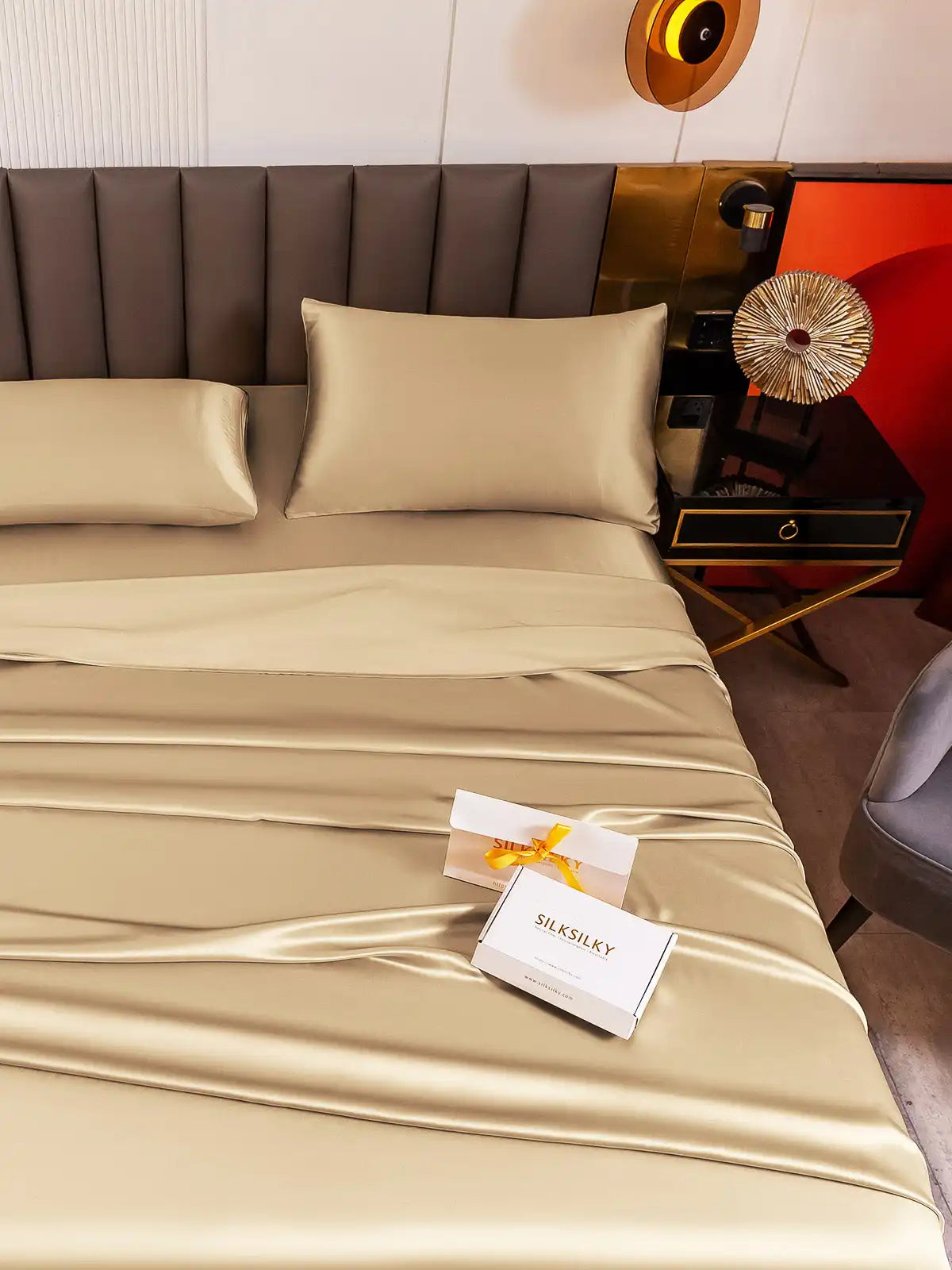 19Momme 4Pcs 100% Mulberry Silk Bedding Set Fitted&Flat Sheets+2x Pillowcases
