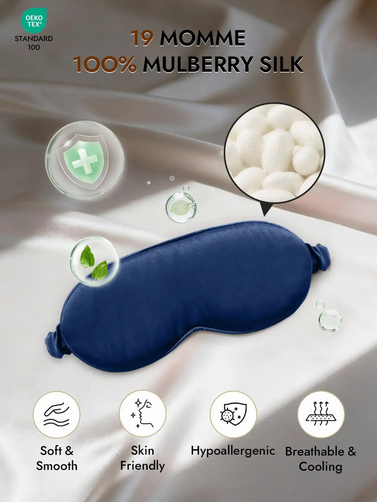 Clearance - 100% Mulberry Silk Eye Mask With Elastic Band