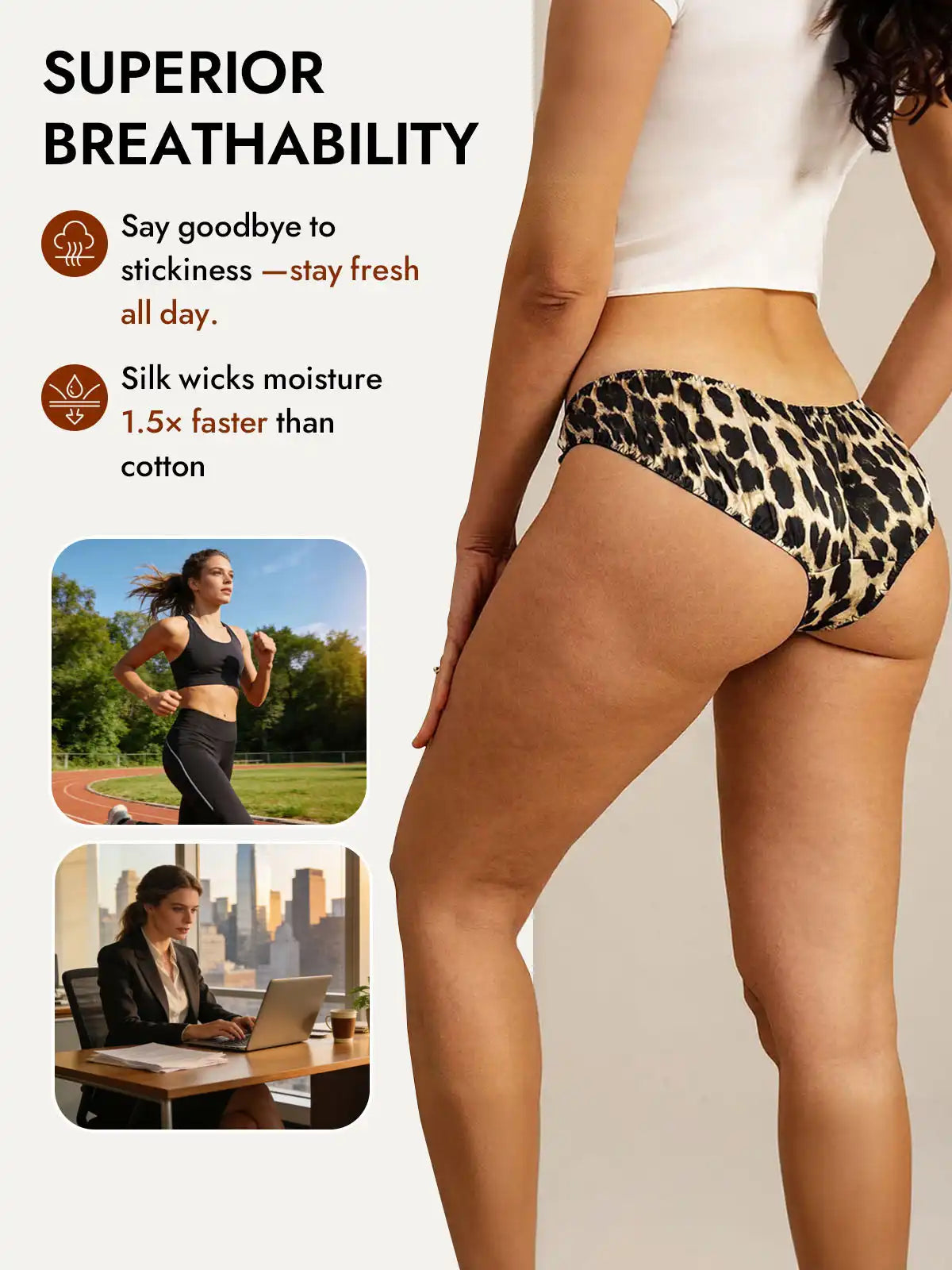 100% Mulberry Silk Briefs Comfy Breathable Panty