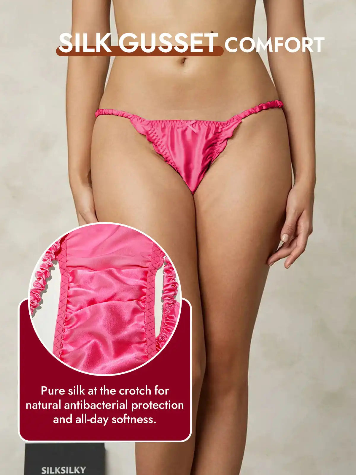 100% Mulberry Silk Ruffle Trim String Panty
