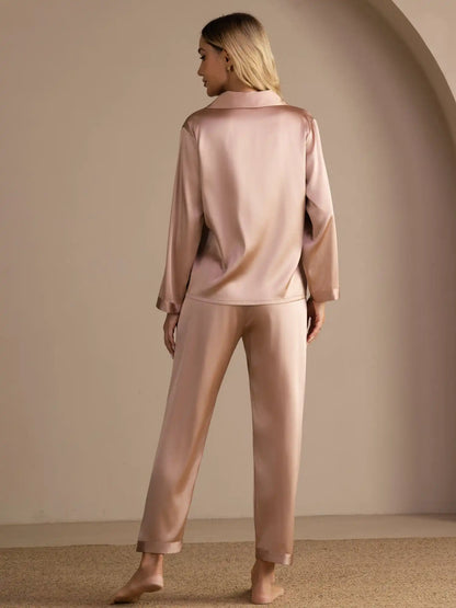 100% Mulberry Silk Women's Long Sleeve Pajamas Set