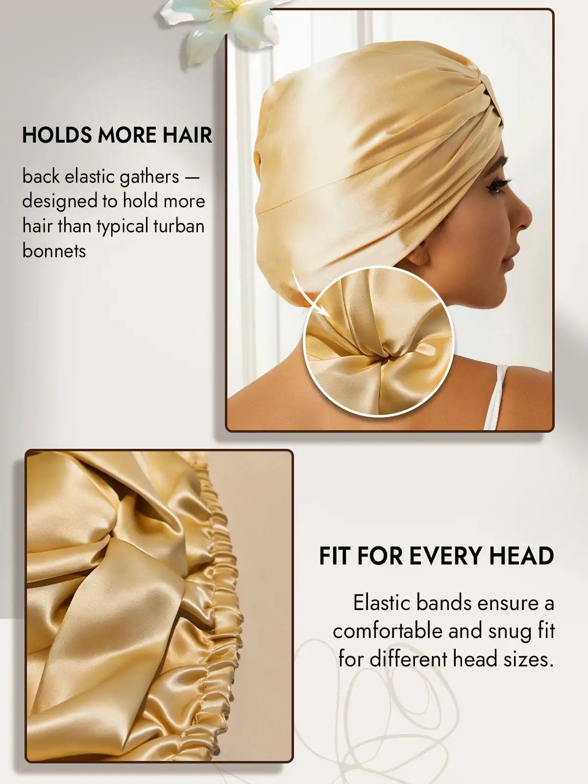 100% Mulberry Silk Sleep Cap Double Layer Night Turban Bonnet