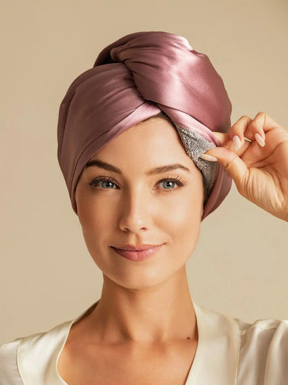 100% Mulberry Silk Double-Sided Hair Towel Wrap – Quick Dry, Frizz Free & Gentle on Hair