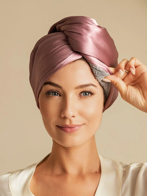 100% Mulberry Silk Double-Sided Hair Towel Wrap – Quick Dry, Frizz Free & Gentle on Hair