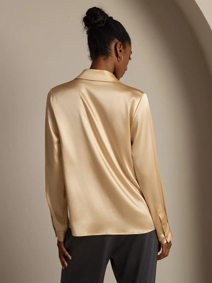 Clearance - 19Momme Silk Long Sleeve Lapel Collar Women's Shirt