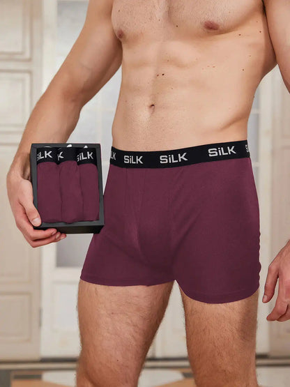 3Pcs Men‘s Ultra Soft Comfy 100% Mulberry Silk Boxer Underwear