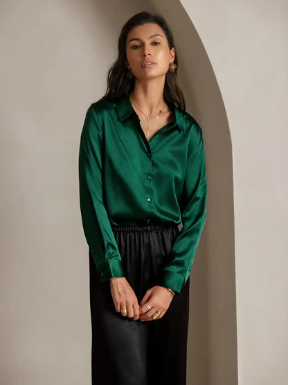 Women’s 19 Momme Silk Long Sleeves Button-Up Shirt