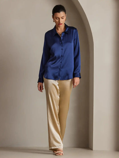 Women’s 19 Momme Silk Long Sleeves Button-Up Shirt