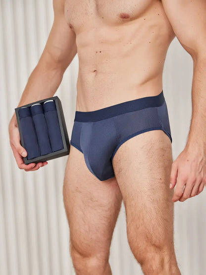 3Pcs Men Briefs Breathable 100% Mulberry Silk Underwear