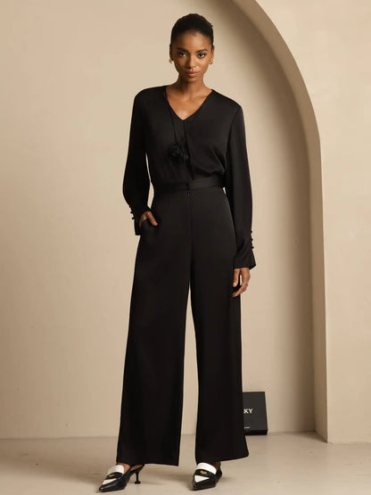 Clearance - 19Momme Silk Women’s Wide-Leg High-Waist Business Casual Pants