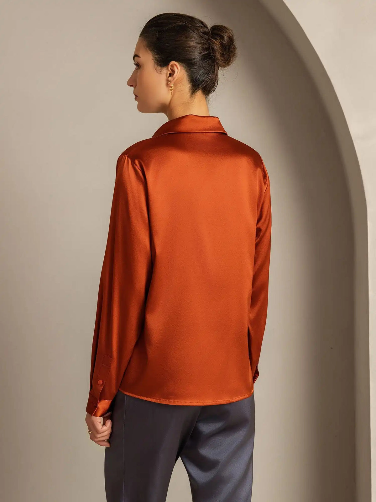 Clearance - 19Momme Silk Long Sleeve Lapel Collar Women's Shirt