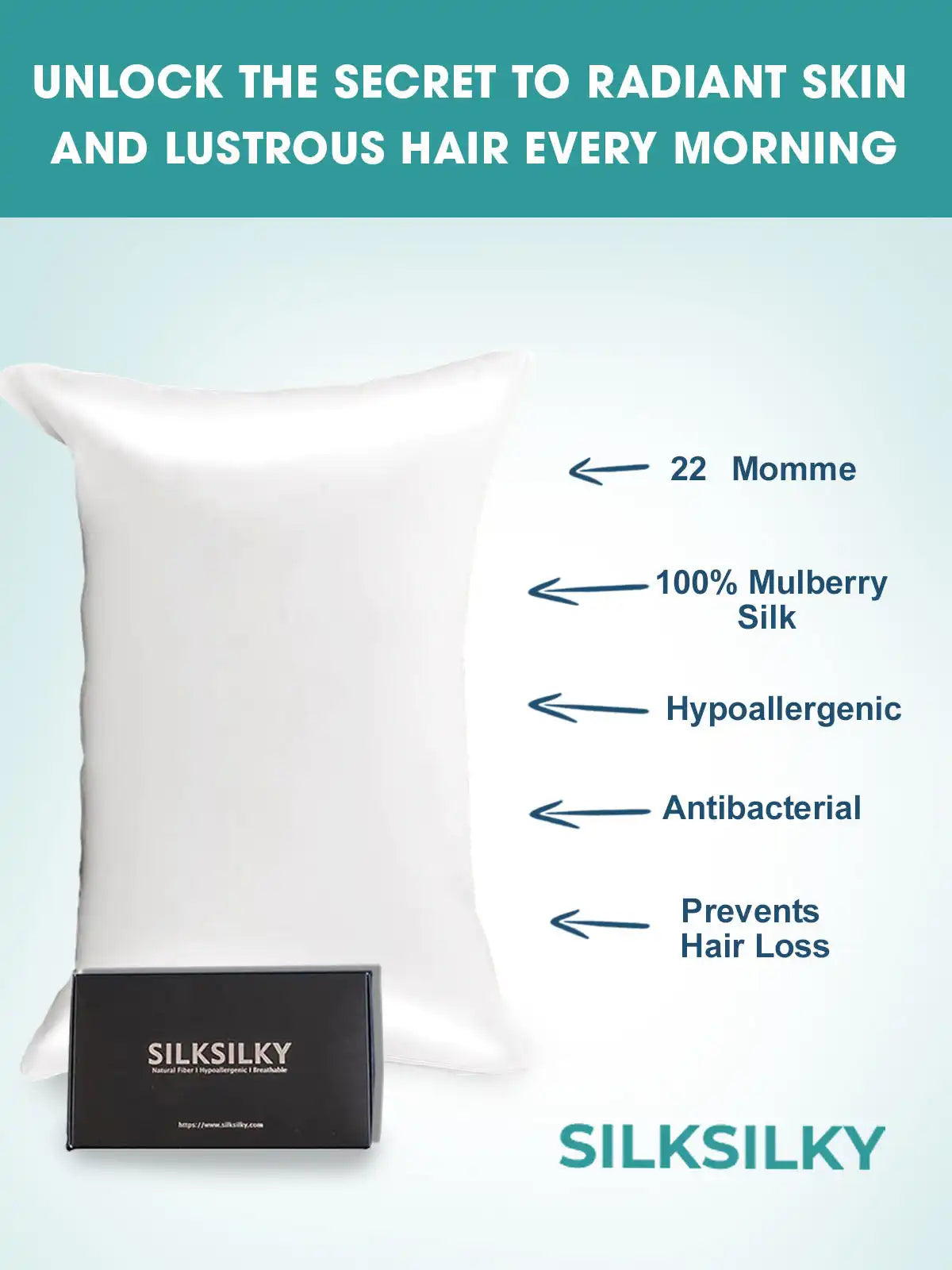 22Momme 100% Mulberry Silk Pillowcase - Envelope Closure