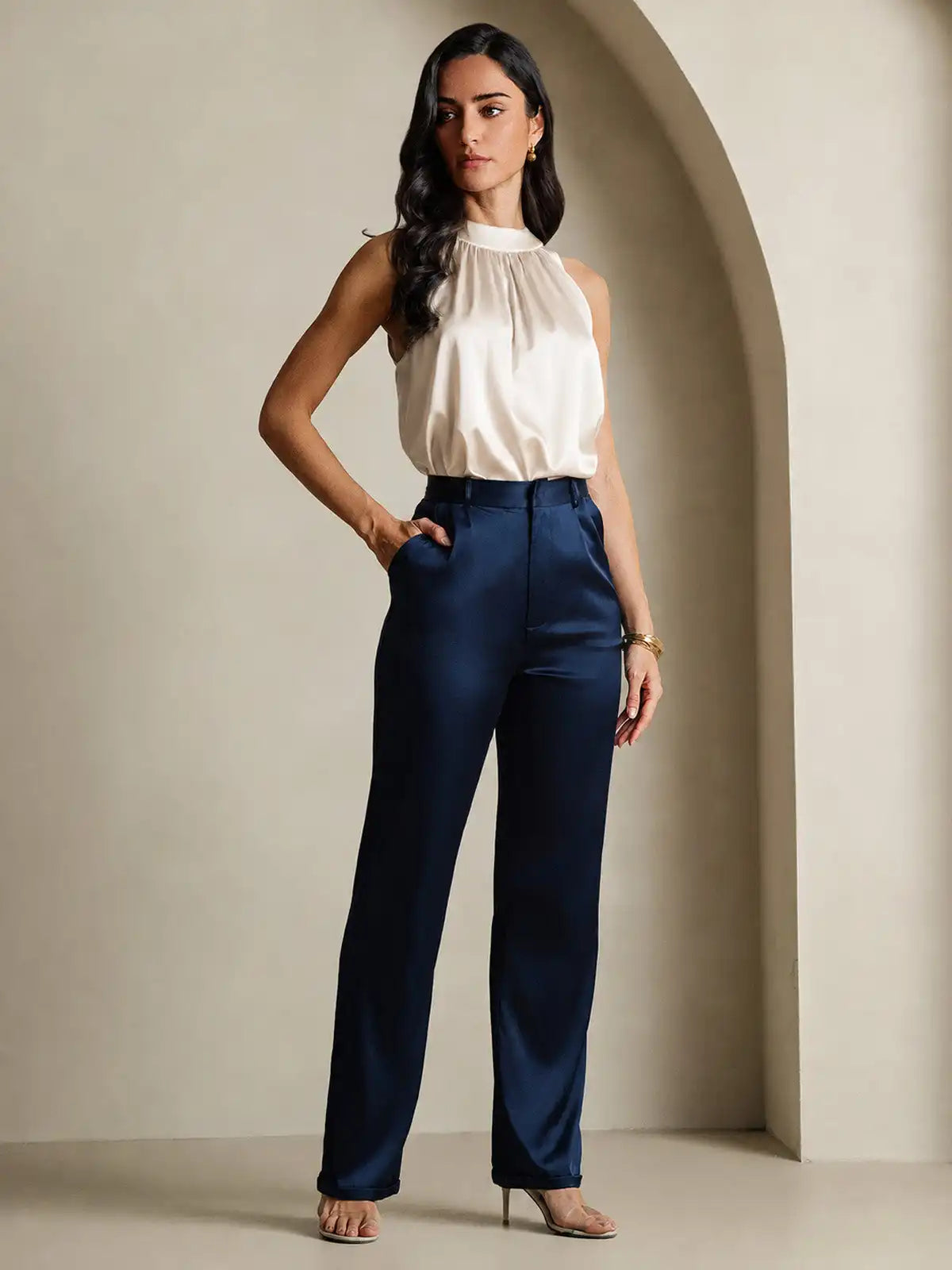 19Momme Silk Sleeveless Halter Neck Women's Top