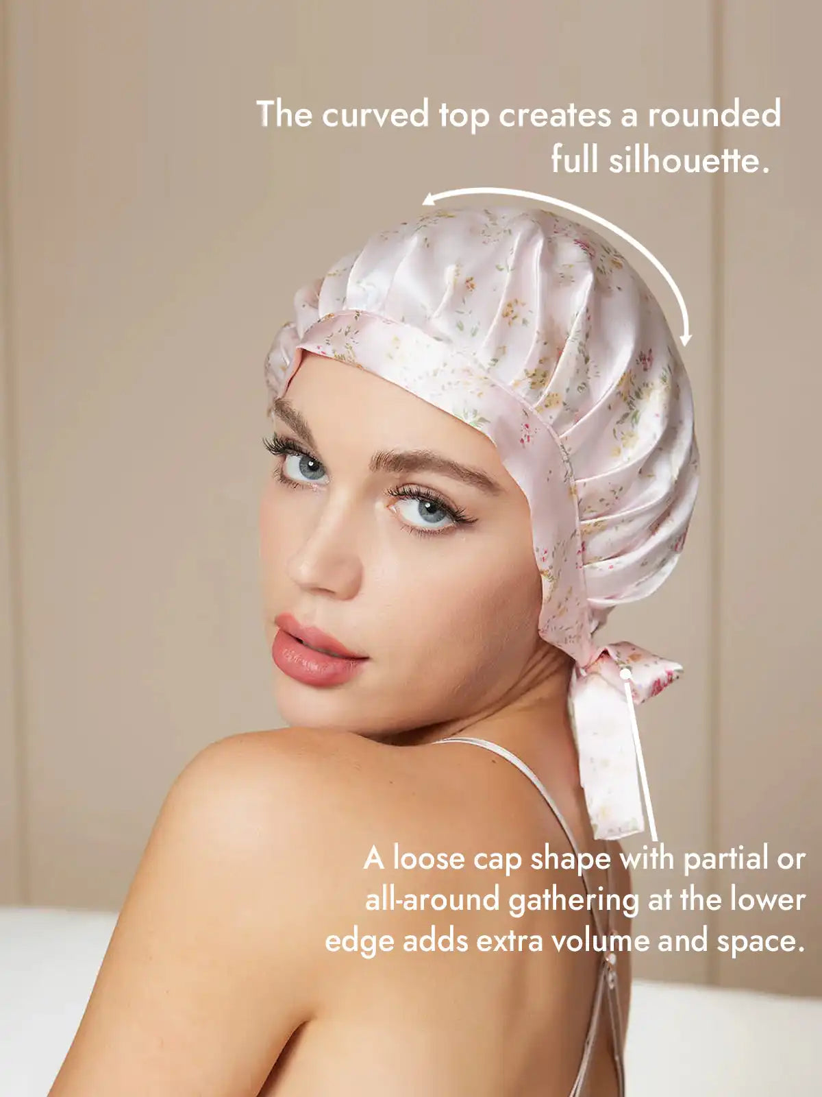 100% Mulberry Silk Sleep Bonnet with Ribbons