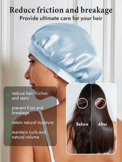 100% Mulberry Silk Sleep Bonnet with Ribbons