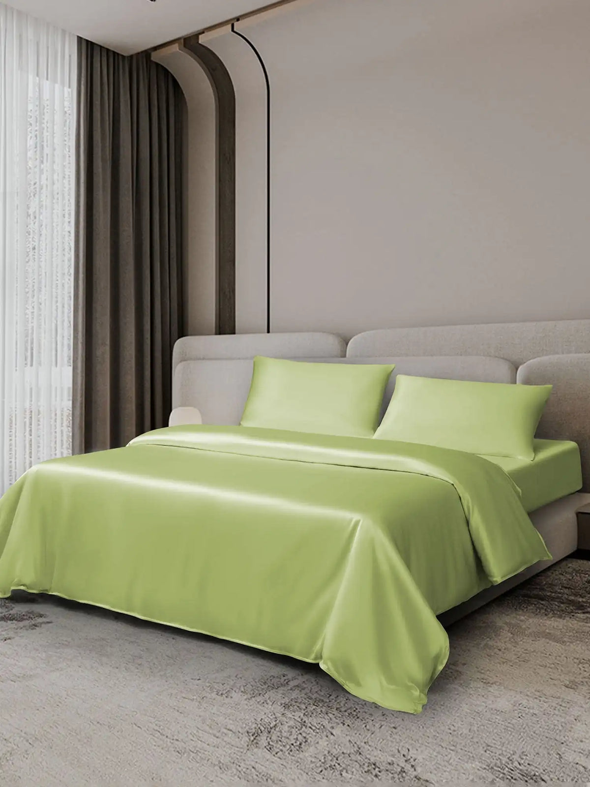 19Momme 4Pcs Silk Set Duvet Cover+Fitted Sheet+2x Pillowcases