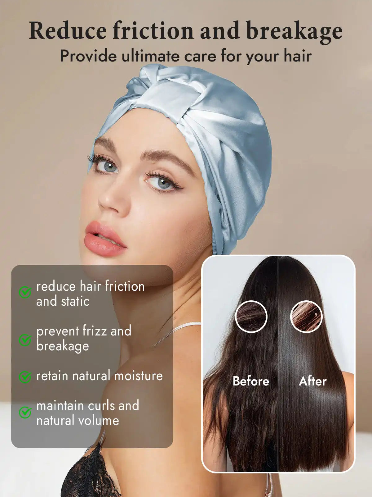 100% Mulberry Silk Night Turban Bonnet