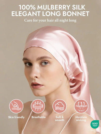 100% Mulberry Silk Elegant Bonnet for Long Hair