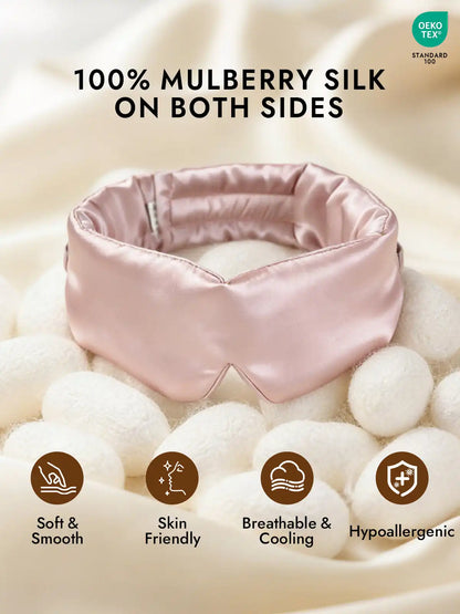 100% Mulberry Silk Adjustable Velcro Wrap-Around Silk Sleep Eye Mask