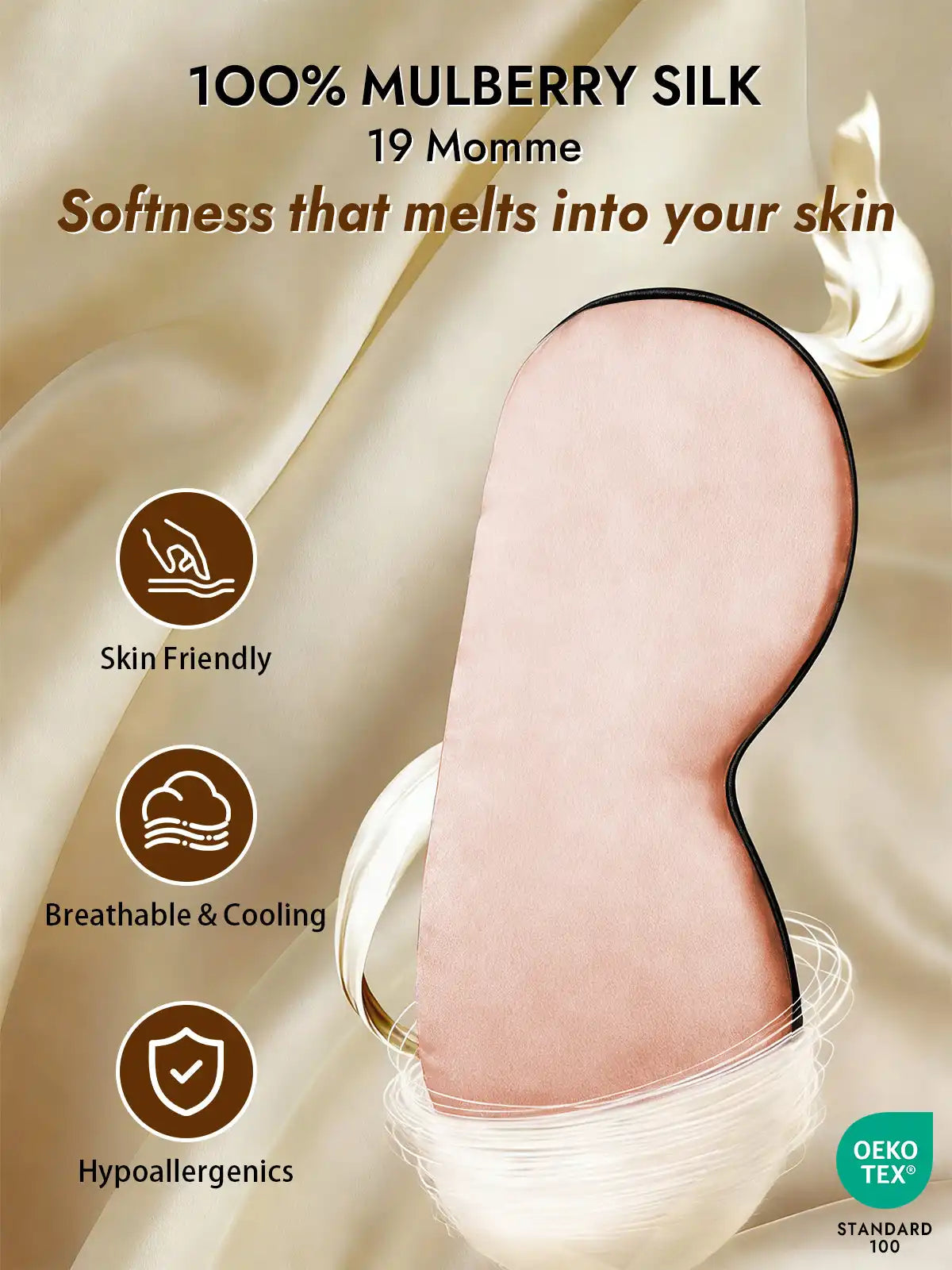 100% Mulberry Silk Elastic Band Sleep Eye Mask