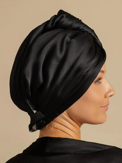 100% Mulberry Silk Double-Sided Hair Towel Wrap – Quick Dry, Frizz Free & Gentle on Hair
