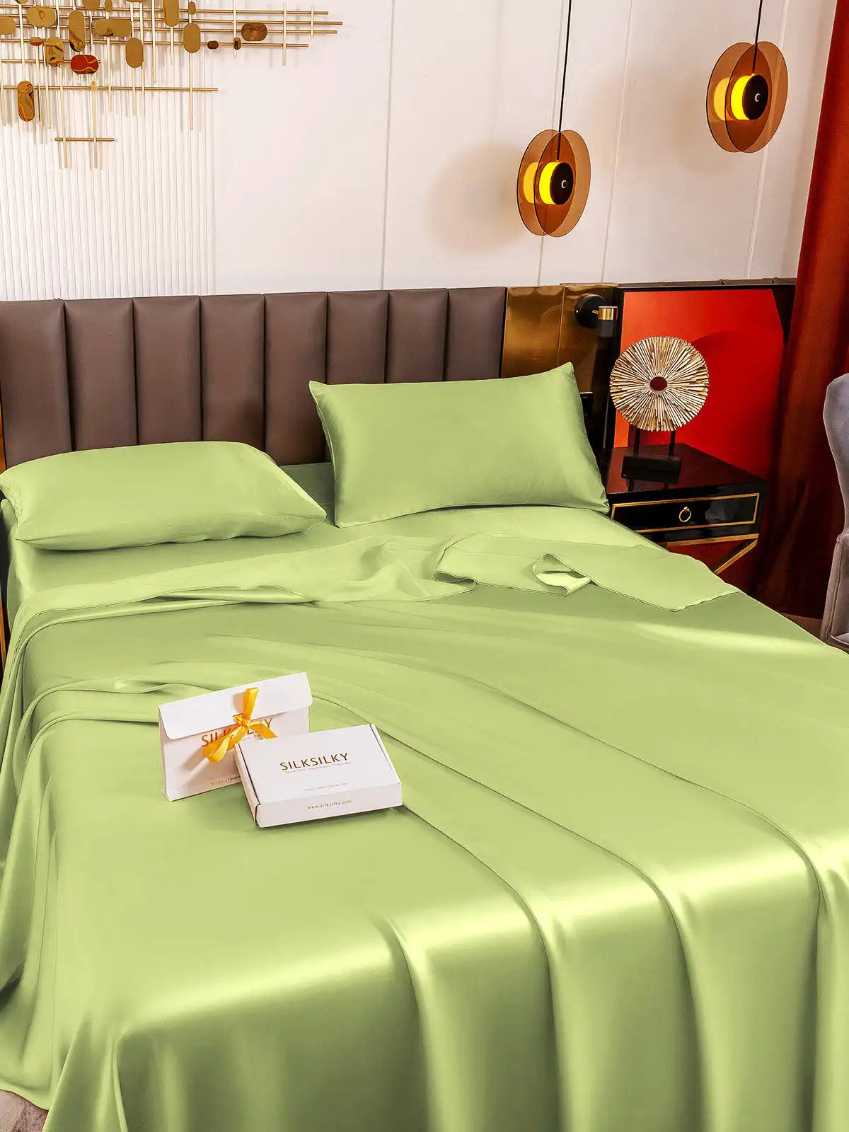 19Momme 4Pcs 100% Mulberry Silk Bedding Set Fitted&Flat Sheets+2x Pillowcases